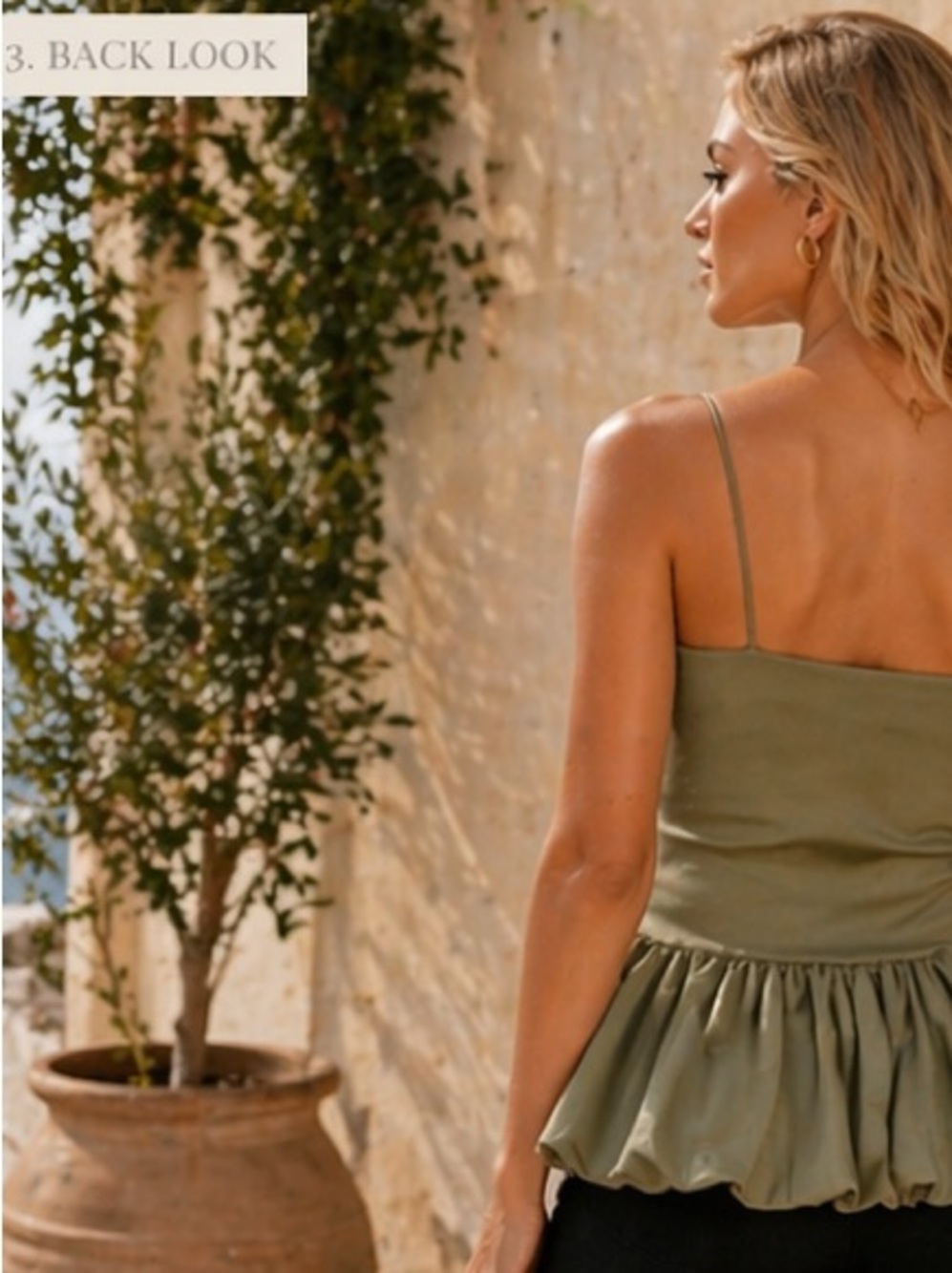 Zara Viral Olive Poplin Peplum Top Strappy Minimal Chic Euro Summer Blogger Fav - Picture 3 of 4